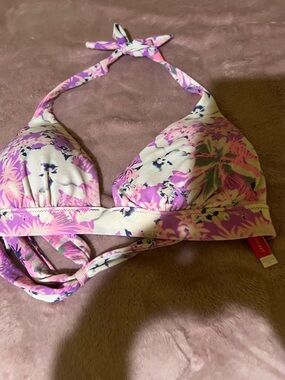 Victoria Secret Floral Halter Bikini Top in Pink & White